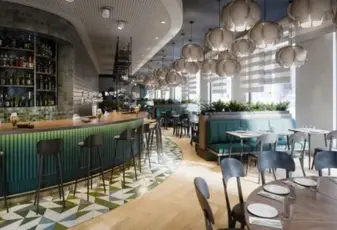 chairs and tables in restaurant this is design development